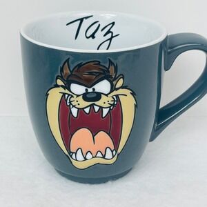 Six Flags Looney Tunes Taz Coffee Mug Blue Gray Tasmanian Devil Ceramic Souvenir